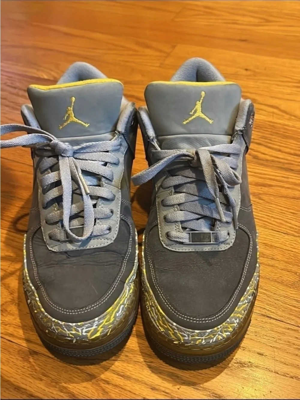 Jordan Gray and Yellow Retro Basketball Shoes